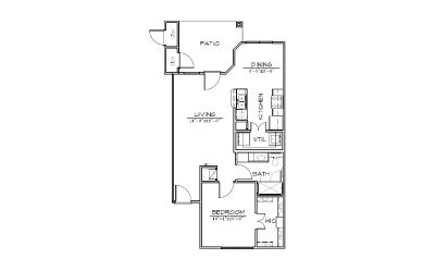 A2 - 1 bedroom floorplan layout with 1 bath and 730 square feet