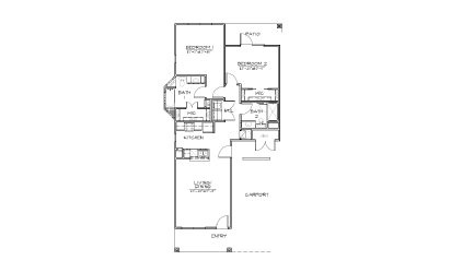 B3 - 1 bedroom floorplan layout with 1 bath and 1080 square feet